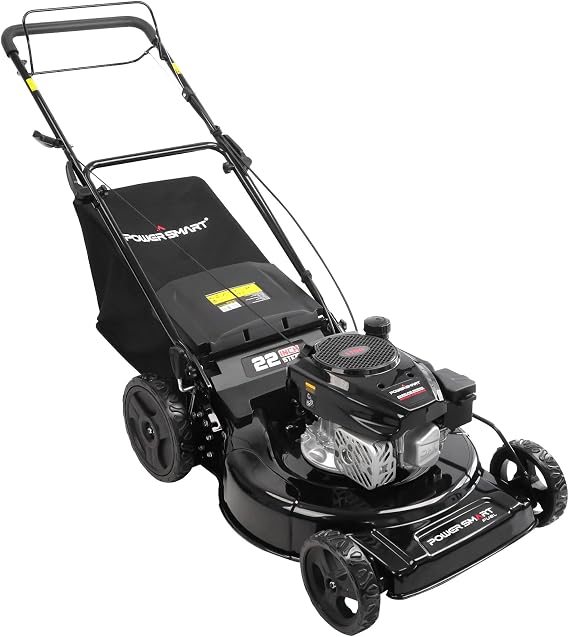 PowerSmart 22 in. 170cc Self Propelled Gas Lawn Mower Rear-Wheel-Drive, 3-in-1 Mulch/Bag/Rear Discharge, Steel Deck, 6 Height Adjustment,