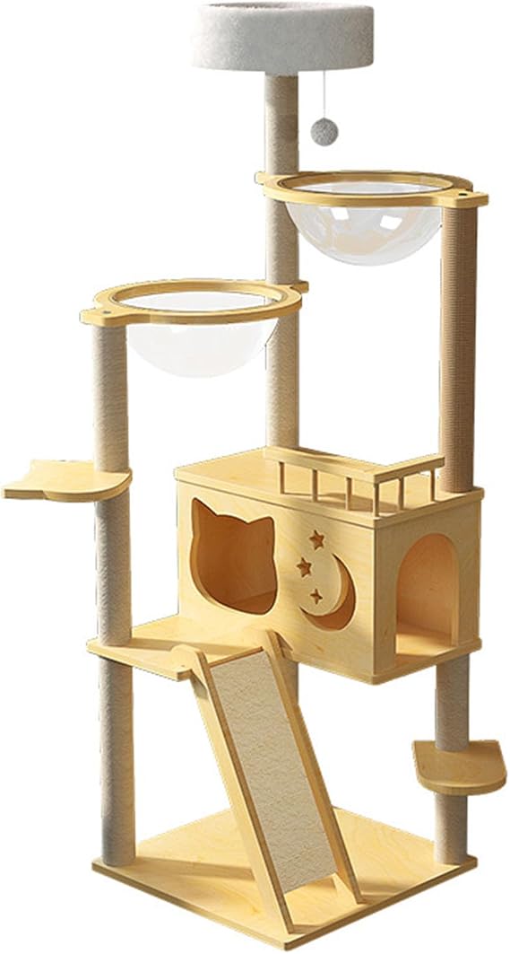 XL Cat Tree Cat Tower for Medium Cats Multi-Level Cat Climbing Tower Cat Furniture with Double Space Pods Sturdy Perch and Large Cat Bed 50 * 50 * 152cm