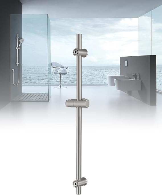 Brushed Nickel Shower Slide Bar 32-Inch with Adjustable Handheld Shower Head Holder for Bathroom Wall Mount SUS 304 Stainless Steel Brushed Finish