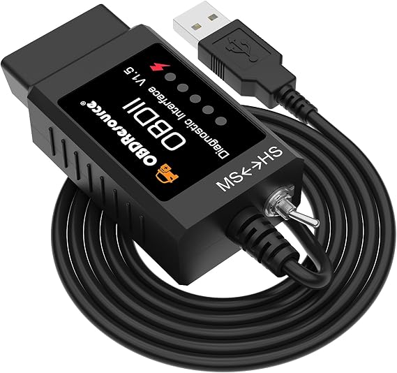[Plus] ELMconfig ELM327 OBD2 USB Adapter for Windows, OBD2 Scanner Diagnostic Coding Tool with MS-CAN/HS-CAN Switch for Ford Lincoln Mazda Mercury Series Vehicles