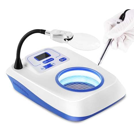 YUCHENGTECH Microbial Bacterial Colony Counter 5/10 Times Digital Display Bacterial Tester Counting Machine Bacterial Quantity Counting Machine Instrument Microbiology Tester with 2 Counting Pens 110V
