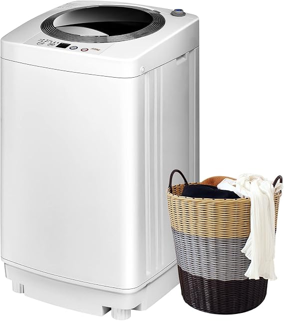 COSTWAY Portable Washing Machine, 8Lbs Capacity Full-automatic Washer with 6 Wash Programs, LED Display, 3 Water Levels, Compact Laundry Washer and Dryer Combo for Home, Apartment, Dorm, RVs