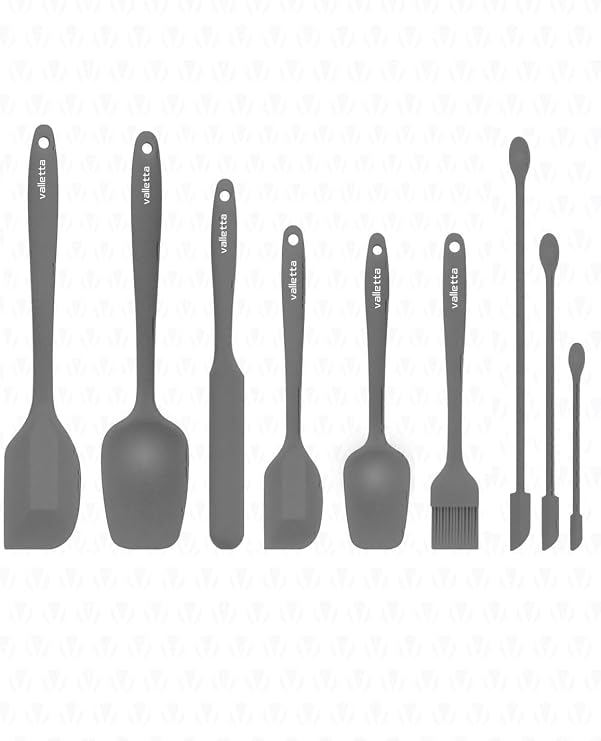 valletta Drongo Kavanoz Sıyırıcılı Silikon Spatula Seti 9 Parça Gri