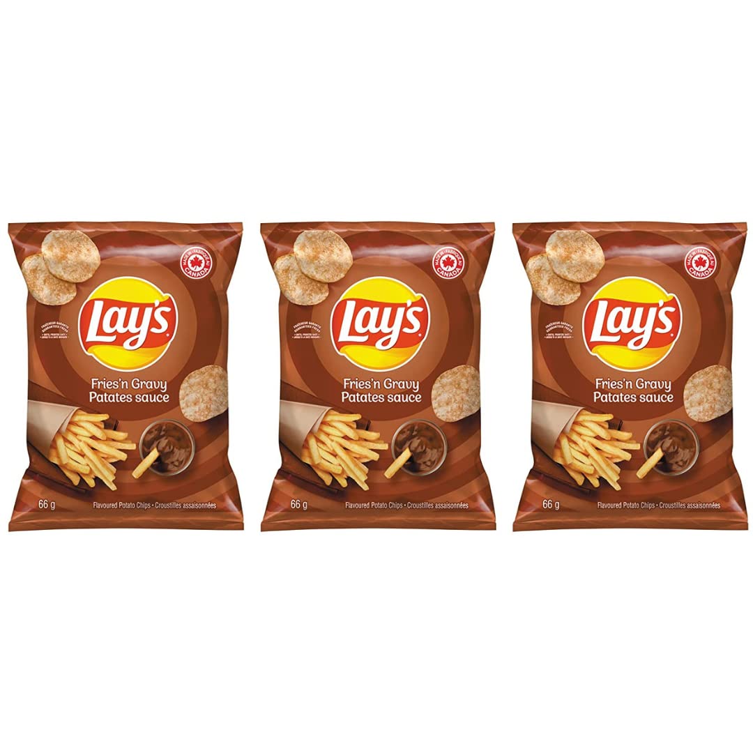 Lays Fries and Gravy Potato Chips Family Bag 235g8.2oz Pack of 3 Shipped from Canada