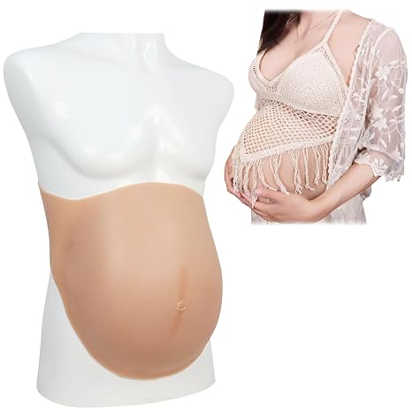Silicone Fake Pregnancy Belly Realistic Baby Bump False Pregnant 2-8 Month Costum Tummy Enhancer for Performance Cosplay,Color 2,M