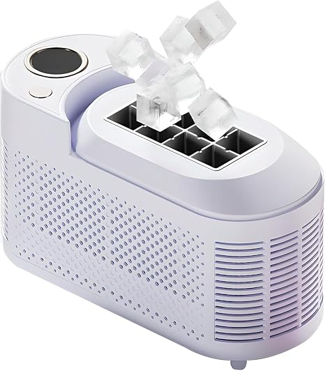 Mini Ice Maker Machine Counter Top for Home, Portable Clear Cube with 8pcs in 10 Mins, Easy to Clean, Low Noise & Energy Saving(White)