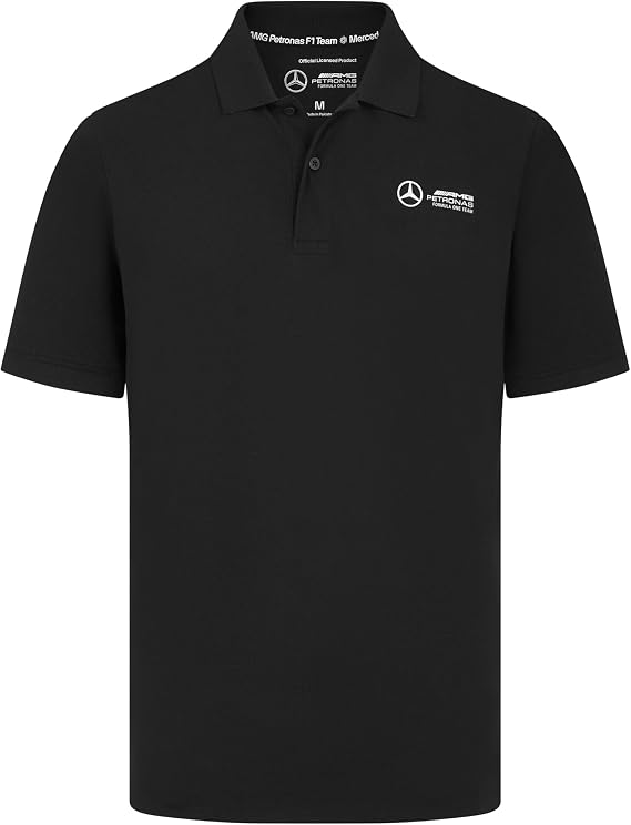 Mercedes AMG Petronas F1 Men's Polo with 3D Team Logo Execution - Black - Size: M