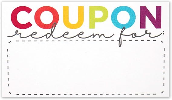 Coupon Cards - Blank Coupons for DIY Gift Certificates or Vouchers - Size 3.5 x 2 Inches - Pack of 50