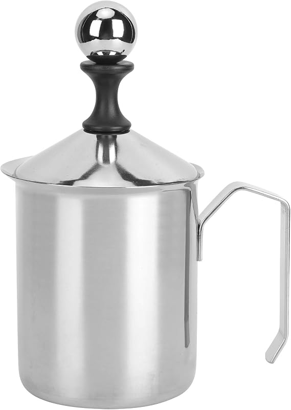 400cc 304 Stainless Steel Manual Milk Frother Foamer Mixer Stirrer, Coffee Latte Art Tool, Double Layer Thin Mesh Design for Thick Creamy Foam, Ergonomic Anti - Skid Handle for Hom