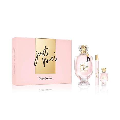 Juicy Couture Just Moi Eau de Parfum 3 Piece Fragrance Gift Set, Includes EDP Spray, Spray Pen & Mini Women's Perfume - Amber Vanilla Scent, Travel Size, 3.4 fl oz