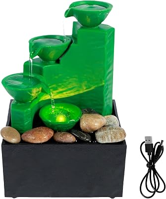 US Tabletop Fountain Meditation Water Fountain with Light Creative Small Waterfall Fountain Desktop Decorations Sound Relaxation Fountain Ornament Reusable Tabletop Waterfall for Table Office Bedroom