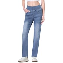 Pull on Jeans for Women, High Waisted Stretchy Trendy Straight Bootcut Tapered Denim Jeggings