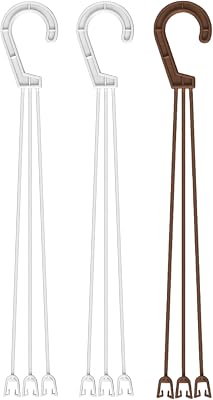 Plant Hangers - Pack of 3 - Plastic Flower Basket Hanging - Decorative Plants Pots with Hook - Outdoor Planters Lantern Hanger