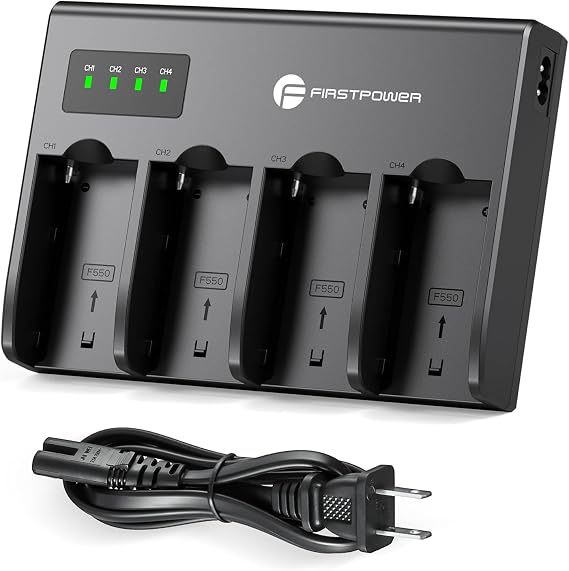 FirstPower NPF Battery Charger, 4-Slot Fast Charging