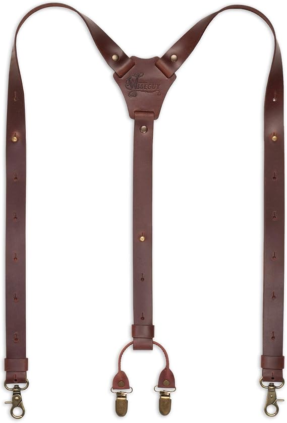 Suspenders Leather Oxblood Red Slim 1 inch | Wiseguy Original (oxblood)