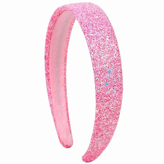 Huachi Glitter Headbands for Women Non Slip Fancy Headband, Sparkle Headbands Cute Head Band for Hair, Hair Accessories for Birthday Party Favors, Christmas Pink Sequin Headband