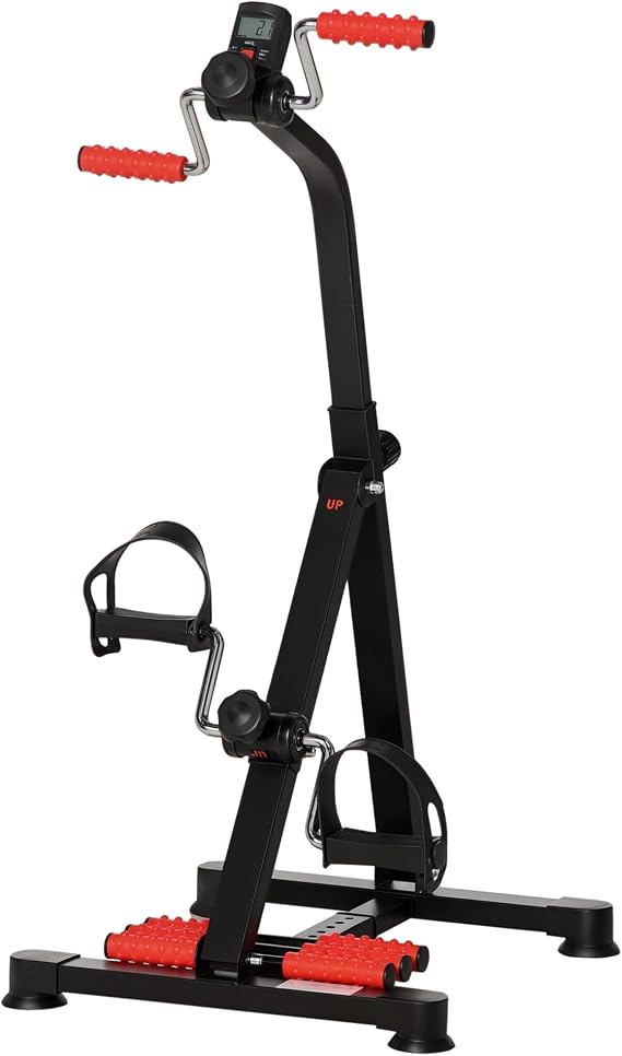 Soozier Pedal Exerciser for Seniors, Height-Adjustable with LCD Display | Hand Arm Knee and Leg Exercise Machine, Foot Massage Roller