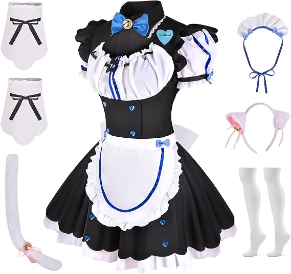 Linglong Anime Cosplay Dress Apron Dress Maid Dress for Women Girl Halloween Costume