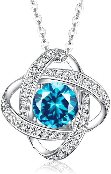 Mothers Day Gifts for Wife- Birthstone Necklace Gifts for Women, Love Knot Necklaces for Women 925 Sterling Silver Anniversary Valentines Mothers Day Birthday Gifts Jewelry for Women Wife Mom Girlfriend Her