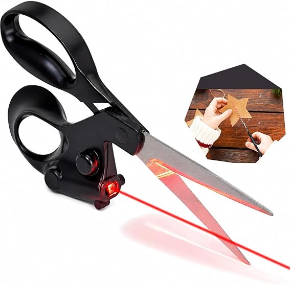 Laser Scissors, Professional Laser Guided Sewing Scissors, Multi-Purpose Sewing Scissors for Fabric Paper Cutting with Infrared Positioning for DIY, Home Needlework, Clothing Alterations and Crafts