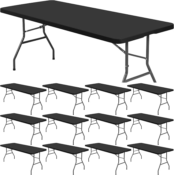 fani 12 Pcs Spandex Picnic Table Cloth, Elastic Fitted Tablecloths for 4 Foot Rectangle Tables, Washable Patio Table Top Cap Cover for Indoor, Outdoor, Camping, Banquet, Parties (Black, 30"x48")