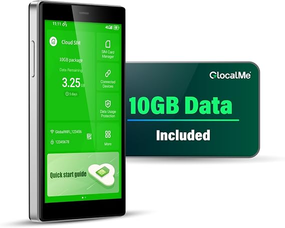 GlocalMe G4 Pro 4G Mobile Hotspot Device with 10GB US/CA/MX Data 30 Days