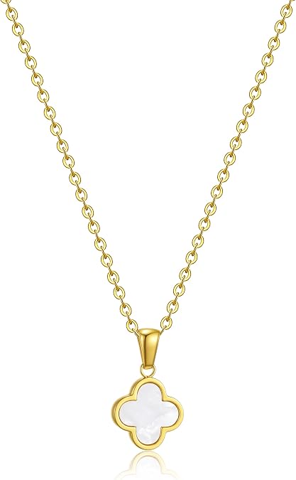 TICVRSS Clover Necklace for Women 18K Gold Plated Four Leaf Clover Pendant Necklaces Lucky Jewelry Gifts for Women