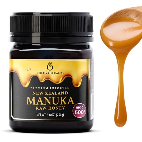 LIBERTY ORCHARDS Premium New Zealand Manuka Honey 250g - Pure Organic Raw Honey for Natural Sweetening & Gourmet Use - Manuka Honey with Authentic Flavor & Nutritional Benefits - MGO 500