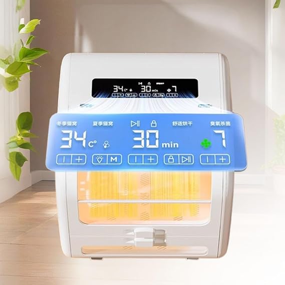 Pet Dryer Box, Large Capacity Pet Dryer Box for Dogs and Cats, Cat Drying Box, Fast Drying in 30 Minutes, 6 Speed Settings, Cats and Dogs Under 20kg, with Cleaning Kit