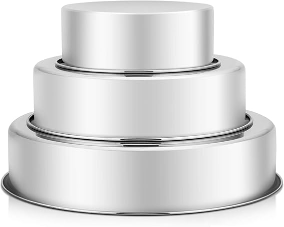 P&P CHEF Cake Pan Set of 3, 6" + 8" + 9.5" Round Baking Layer Cake Pan Tin