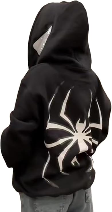 Asadovce Women Men Zip Up Y2k Oversized Hoodie Spider Graphic Full Zipper Sweatshirt Teen Girls Grunge Streetwear Jacket