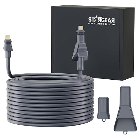 32.8FT Starlink Cable Flat High Performance Cable, 22AWG Starlink Accessories Replacement FHP Power Cord Waterproof with End Caps