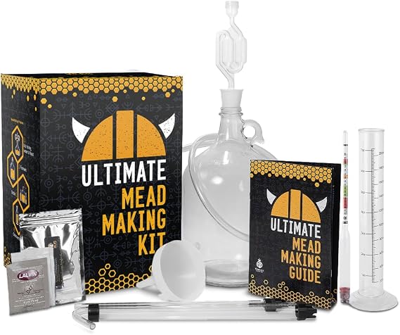 Ultimate Honey Mead Making Kit with Yeast and Starter Home Brew Accessories, Reusable, Step-by-Step Brewing Process, 1 Gallon, Made in the USA