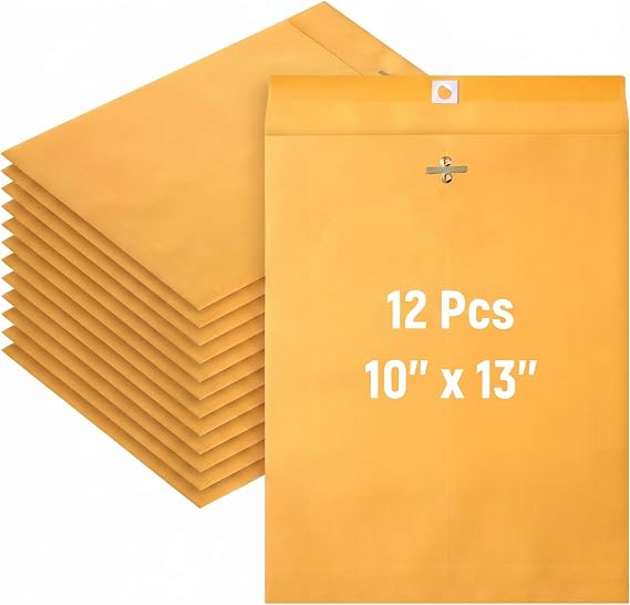 Ctosree 300 Pcs Manilla Envelopes Clasp Envelopes Bulk Brown Kraft Catalog Letter with Clasp Closure and Gummed Seal 28lb Heavyweight Paper 6 x 9 Inch