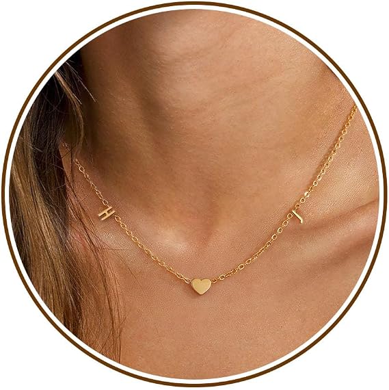NINGTIANKUAJING Initial Necklaces for Women Gold Heart Necklace Gifts for Wife Name W Simple Tiny Trendy Jewelry Bonus Daughter Gifts