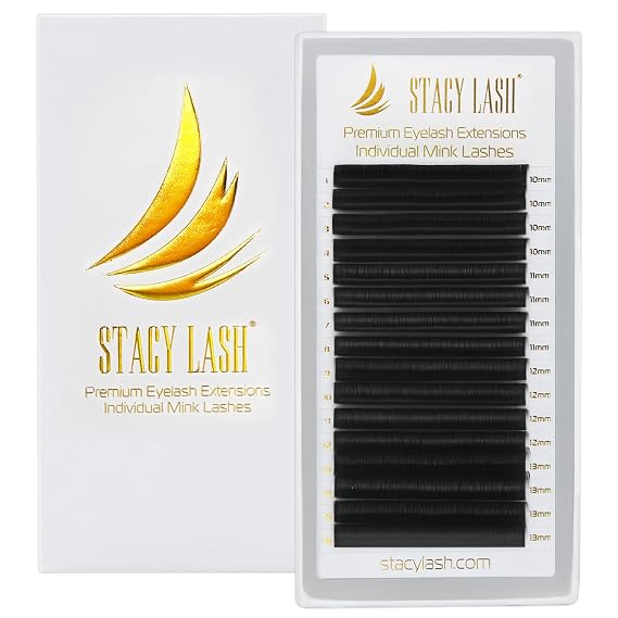 Individual Lashes Semi Permanent Mink Eyelash Extensions by STACY LASH |Classic & Volume | Eyelash Extension Supplies for Lash Tech|J-0.10-MIX 8-15