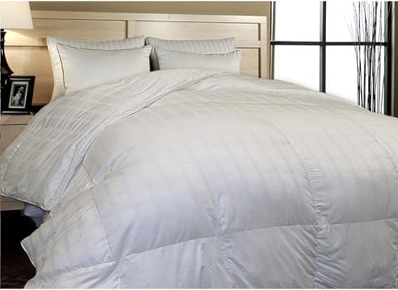 Blue Ridge Home Fashions 600 Thread Count Cotton Windowpane Duraloft Down Alternative Comforter, Full/Queen, White (121002)