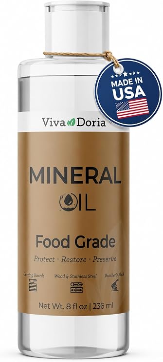 Viva Doria Mineral Oil, USP Grade, Food Grade, 8 Fl Oz (236 ml)