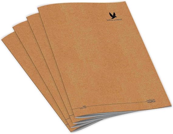 Wings Journal 4-Piece Notebook Set - A5, Striped, Kraft Cover, 96 Pages
