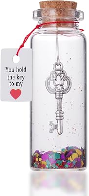 Kvekstio Romantic Glass Wishing Bottle You Hold the Key to My Heart Gift for Him Her, Anniversary I Love You Gifts for Wife Husband Copules, Decorative Wishing Bottle for Valentines Day Birthday