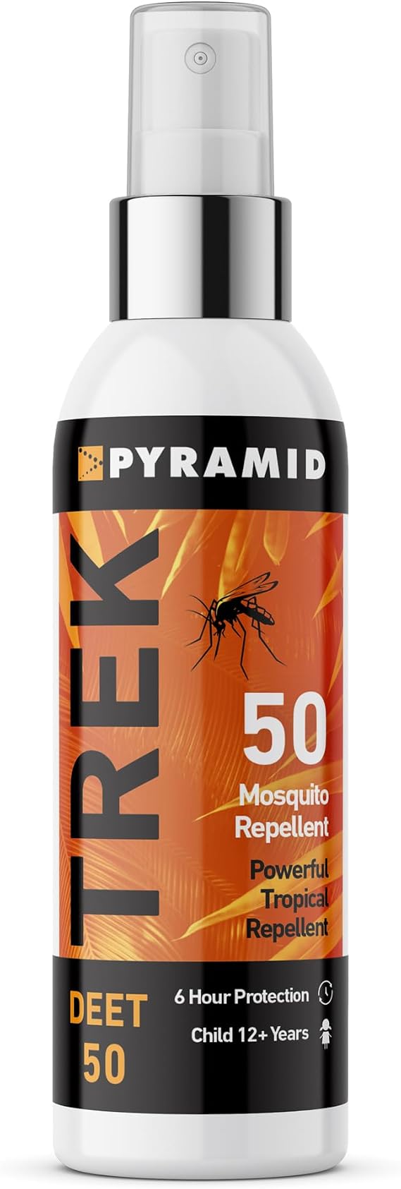 Pyramid Trek 50 Mosquito & Insect Repellent 50% DEET 6 Hr Protection 100ml | Max Strength Mosquito Repellent. Unscented, Fast-Drying. For Travel, Trekking, Camping & Festivals. 0.11kg. Made for Age 12+
