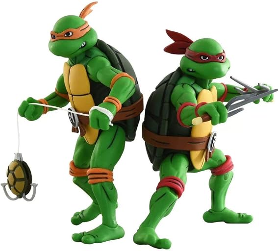 NECA Teenage Mutant Ninja Turtles Raphael and Michelangelo (Classic Cartoon) 7 Action Figure 2 Pack Target Exclusive