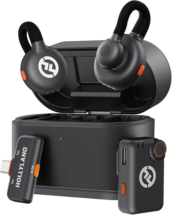 Hollyland Lark M2S Mini Combo (Camera RX+Type-C RX) Wireless Microphone for Camera/iPhone/Android/Laptop 7g Lightweight Titanium Clip 300m Range Content Creators Online Teaching Streaming