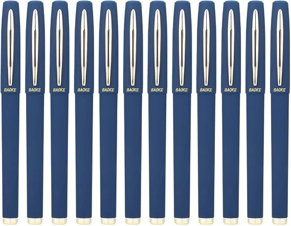 BaoKe Gel Ink Pens Rollerball Pens 1.0mm Medium Line, Box of 12 Pack, PC1848 (blue)