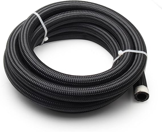 12AN 10FT 3/4" Fuel Line Hose CPE Braided Nylon Oil Cooler Line | Transmission Oil Cooler Line Coolant Hose Fuel Line Pump Gas, Exhaust Gas, Vacuum, Hydraulic Oil Diesel Hose Line Black