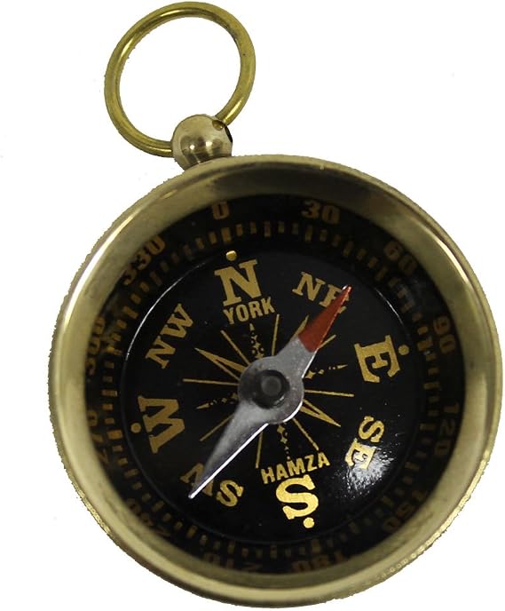 Solid Brass Pocket Compass 1 1/2" - Camping and Hiking