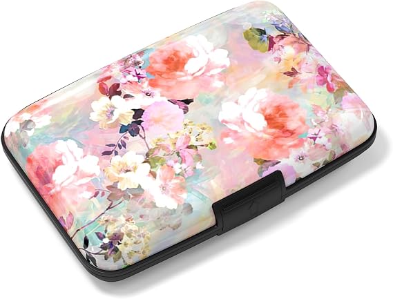 Rimilak Aluminuml Credit Card Holder,Pink Flower