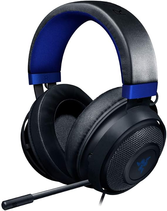 Razer Kraken Konsol için - Kablolu Konsol Oyun Kulaklığı (Özel Ayarlı 50mm Sürücüler, Soğutma Jeli İçeren Kulak Yastıkları, Geri Çekilebilir Mikrofon, Çapraz Platform) Siyah-Mavi