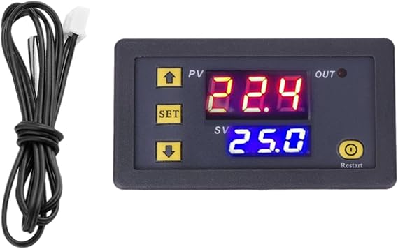 Digital Temperature Controller, Mini Temperature Controller Refrigerator Thermostat Digital Temperature Switch Controller with Large LED Display for Freezer Steamer (110-220V)