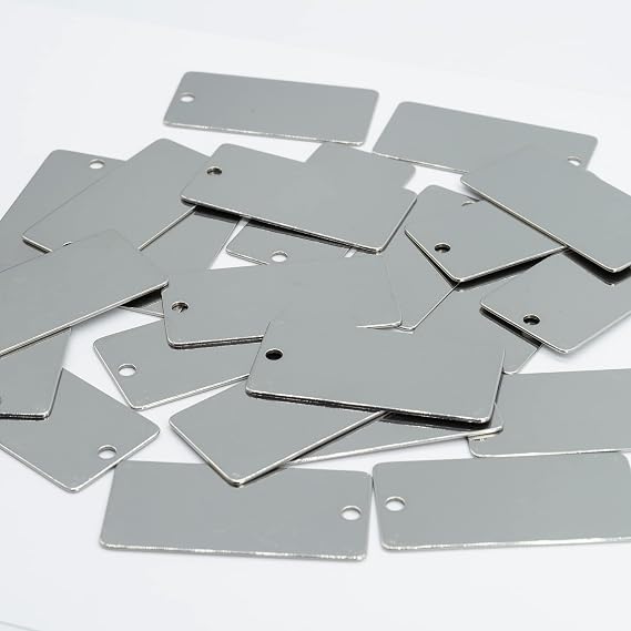 StayMax 100 Pack Engraving Blanks Stamping Blanks Stainless Steel Rectangle Blank Tags 1 Inch x 2 Inch